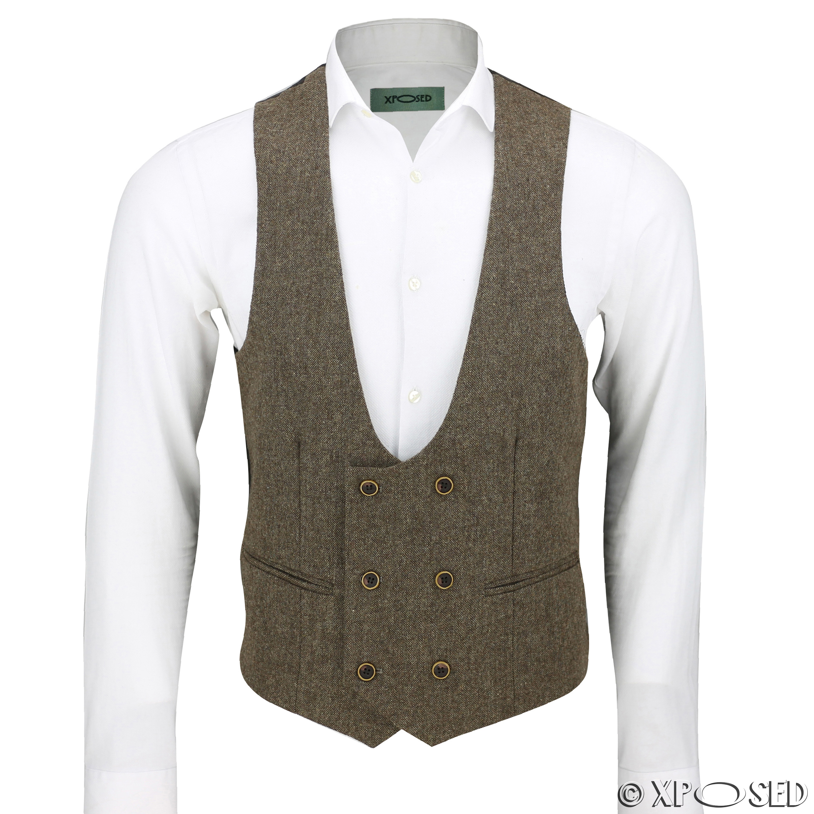 YLSDY Men's Lapel Pin Vintage Herringbone Waistcoat For Wedding Party Striped Suit Vest Slim Fit Casual V Neck Business Waistcoat With Chain Black M